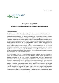 Ispc Workplan And Budget 2013 Iaes Cgiar Independent Advisory And