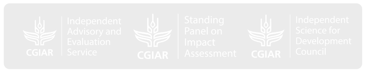 CGIAR IAES logo, CGIAR SPIA logo, CGIAR ISDC logo