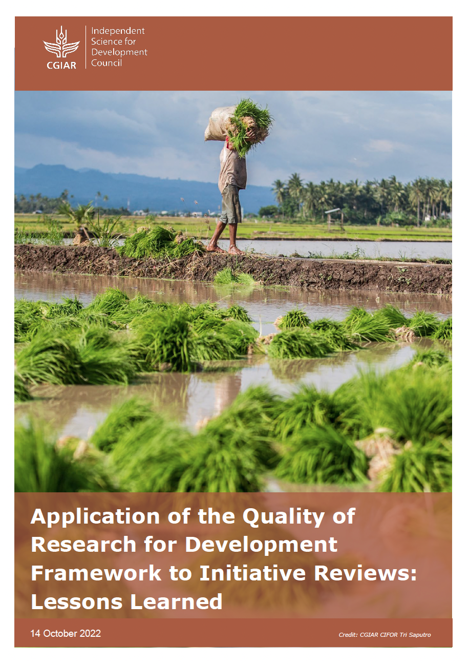 Application of the Quality of Research for Development Framework to ...