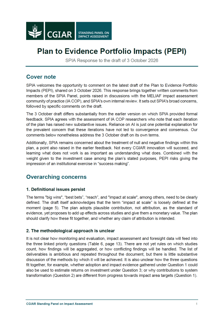 Cover page of PEPI response
